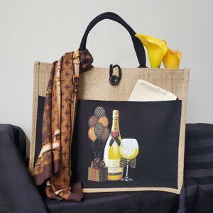 Custom Canvas Tote Bag, Made to Order - Black Tote, Large Size